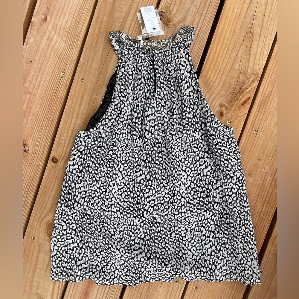 Joie Katella Embellished Leopard Print Silk Blouse SZ S